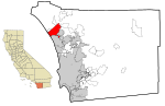 San Diego County California Incorporated and Unincorporated areas Oceanside Highlighted